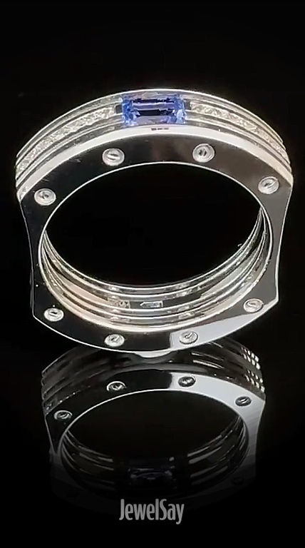 Составное кольцо с натуральным танзанитом 0,65 ct и бриллиантами | Сделать на заказ или купить у наших ювелиров