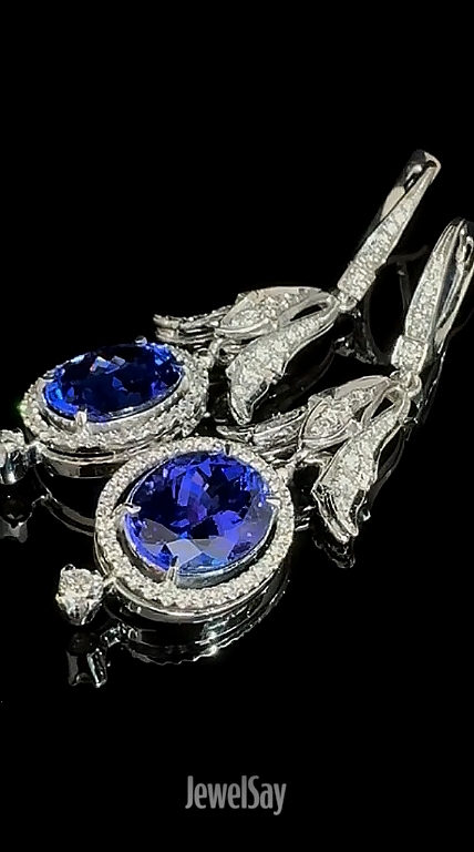 Серьги с натуральным танзанитом 9,1 ct и бриллиантами | Купить или изготовить на заказ у ювелиров JewelSay