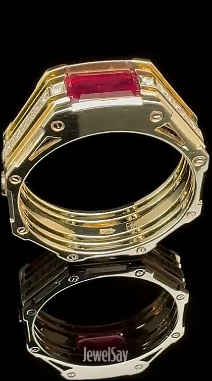 Exclusive gold ring Radiator with natural red ruby | Make or buy from our jewelers