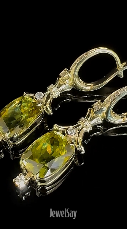 Exclusive gold earrings with natural Madagascar sphene | Buy or custom-make from JewelSay