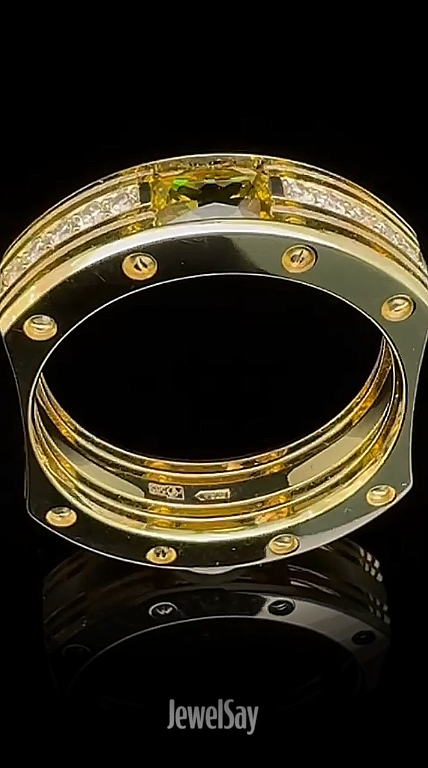 Кольцо с натуральным сфеном 0,9 ct и бриллиантами, составное | Сделать на заказ или купить у наших ювелиров