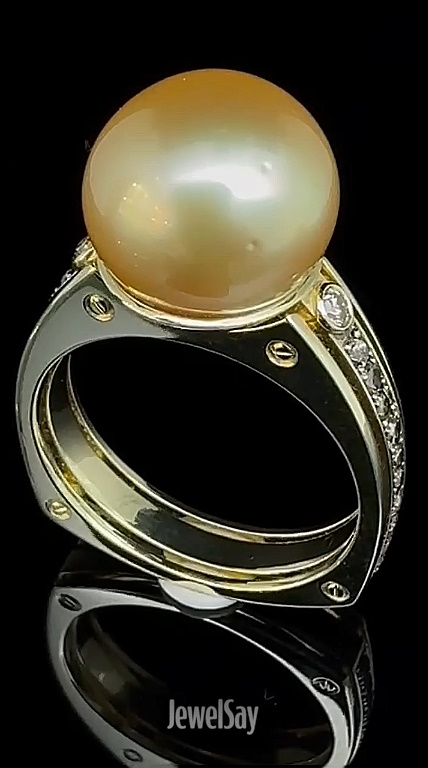 Составное кольцо с натуральным жемчугом 10,2 ct и бриллиантами | Сделать на заказ или купить у наших ювелиров